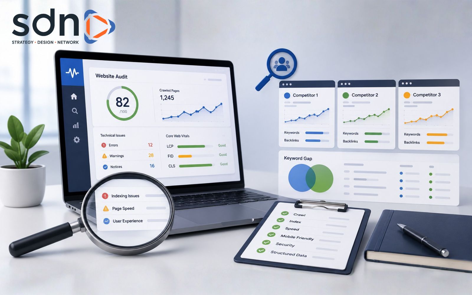 Bước khảo sát kỹ thuật toàn diện giúp phát hiện kịp thời các rào cản Audit website và phân tích đối thủ