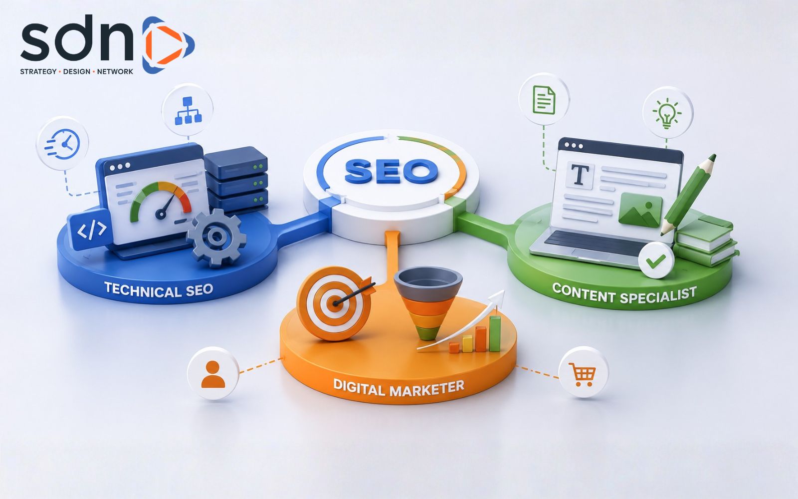 Sự phối hợp đồng bộ giữa các chuyên gia giúp chiến dịch SEO vận hành trơn tru và đạt hiệu quả tối đa Đội ngũ chuyên môn