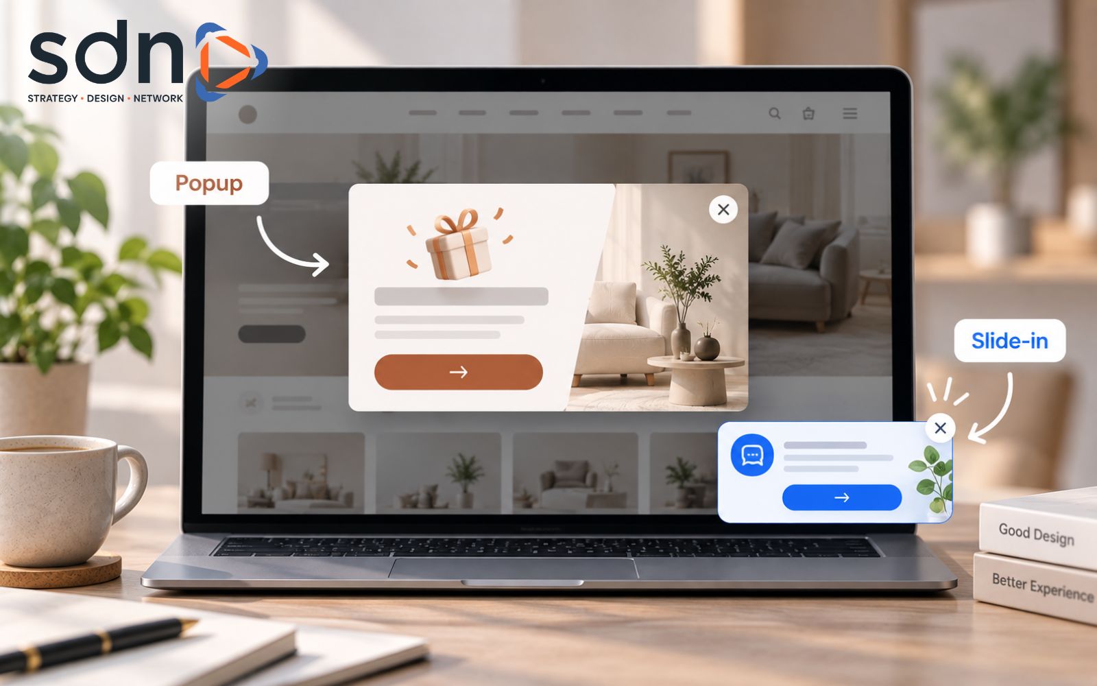 Popup và Slide-in giúp làm nổi bật ưu đãi, thông báo hoặc lời kêu gọi hành động trên website Banner cửa sổ bật lên (Popup) & Banner trượt (Slide-in)
