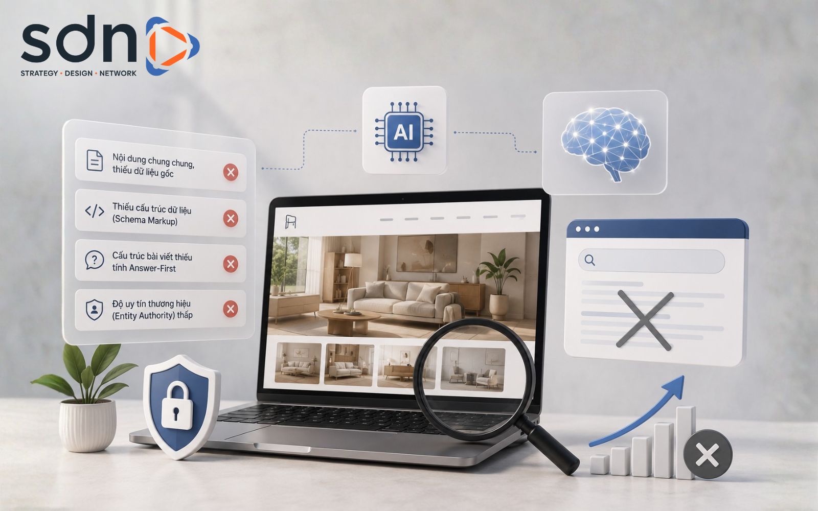 Do thiếu cấu trúc dữ liệu, thiếu thông tin thực tế và độ uy tín chưa đủ cao Không chặn AI Bot nhưng vẫn không xuất hiện trên AI, vì sao?