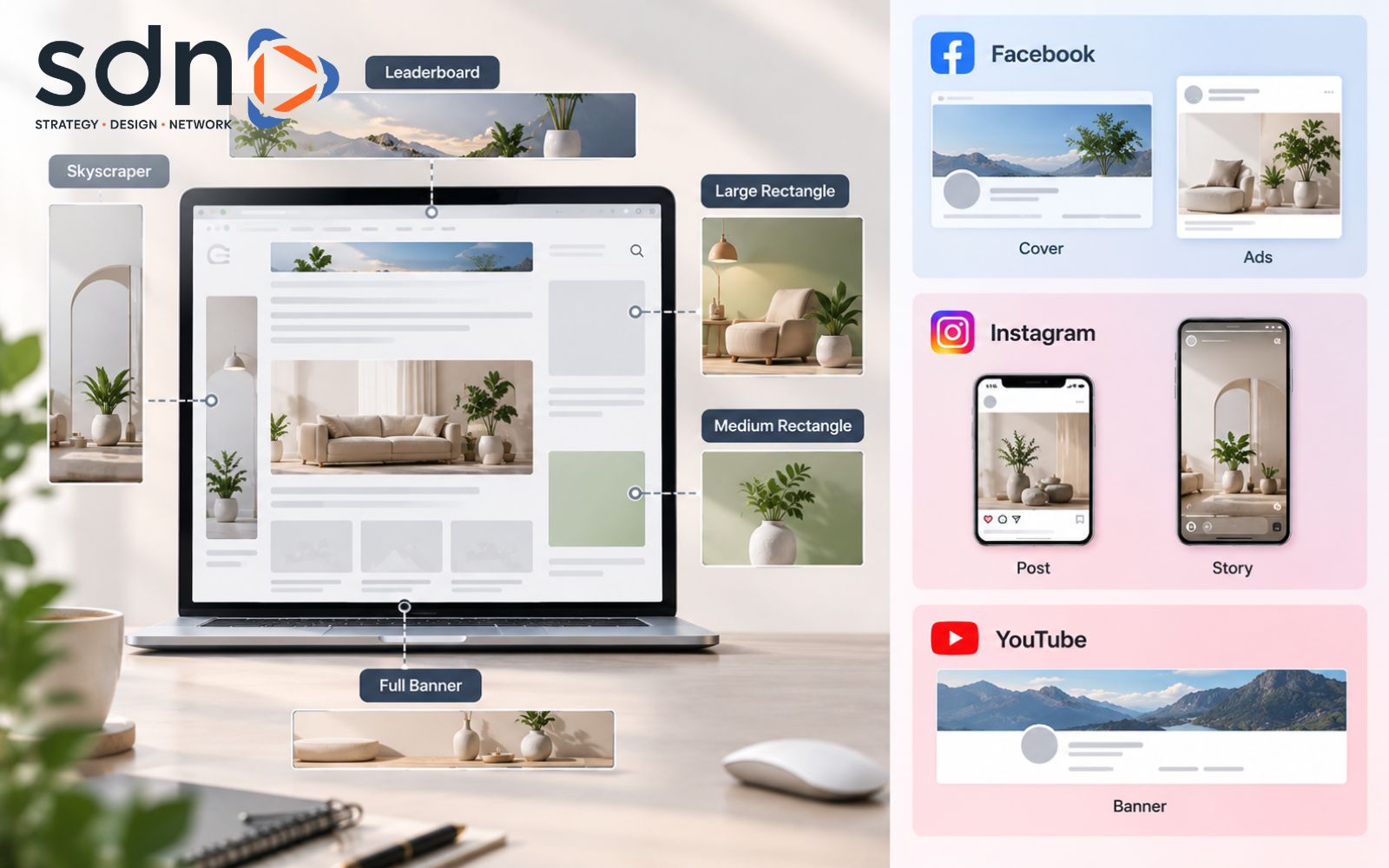 Banner online có nhiều kích thước khác nhau tùy theo website và nền tảng mạng xã hội Kích thước banner web online