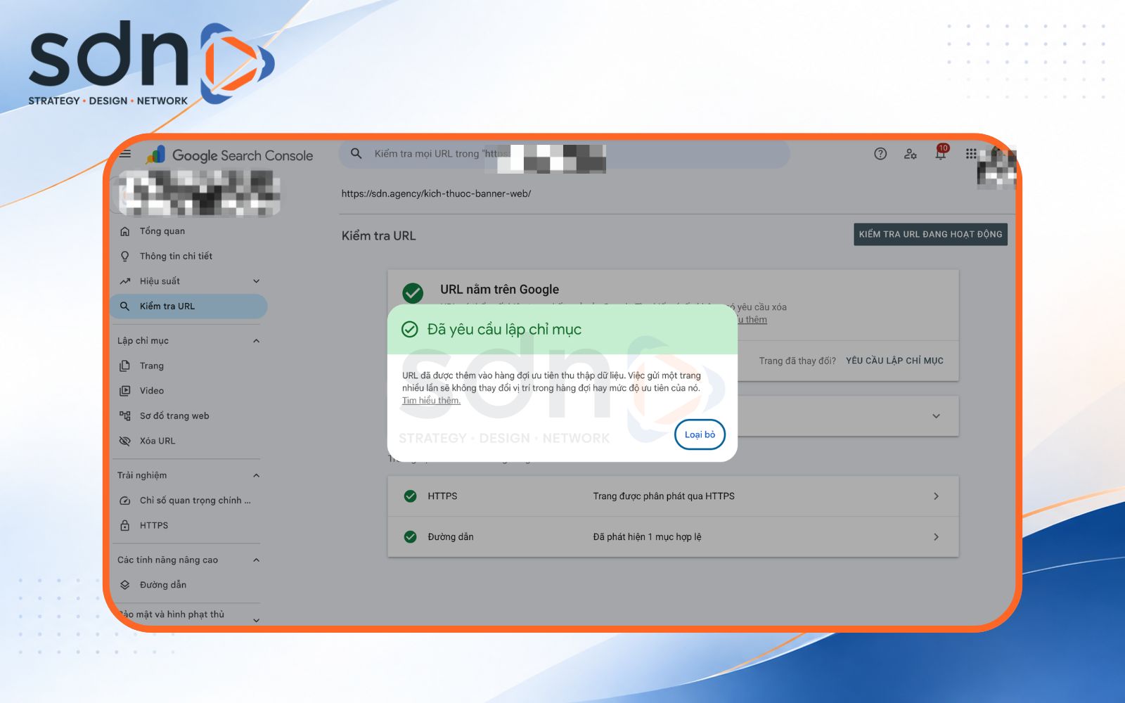 Theo dõi tình trạng index của trang