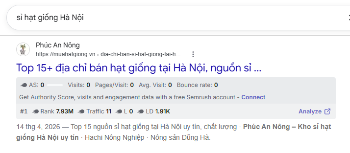 sỉ hạt giống Hà Nội